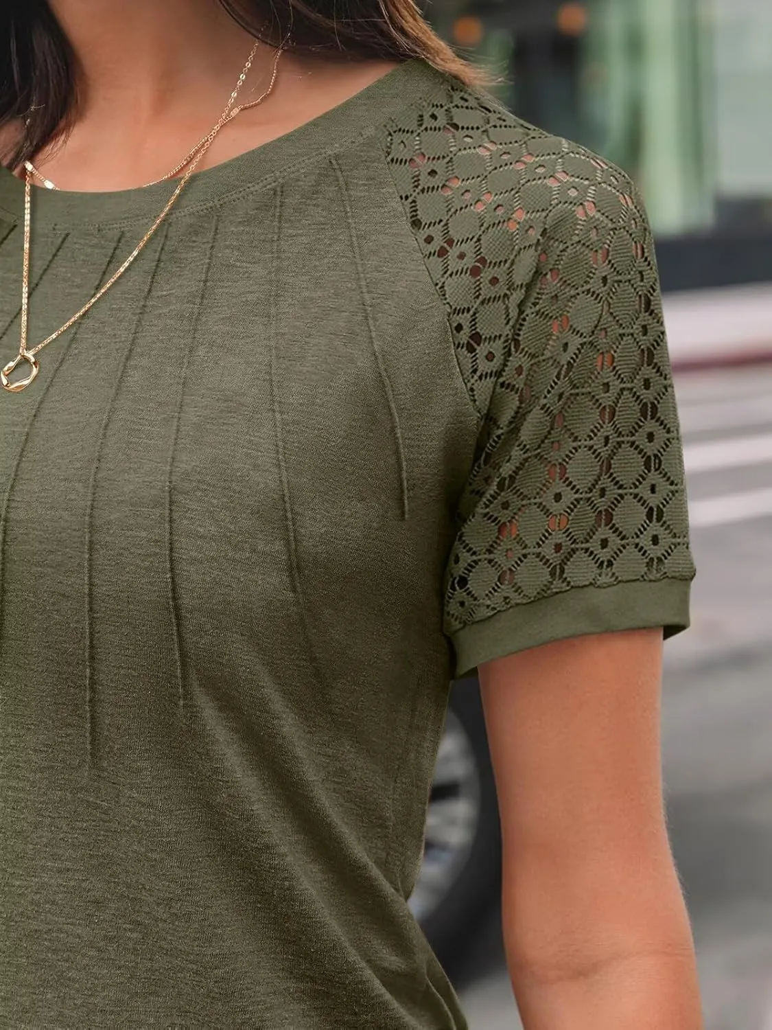 3 Pack Women's T Shirts, Short Sleeve Summer Tops 2025 Spring Trendy Lace Blouses Business Casual Clothes