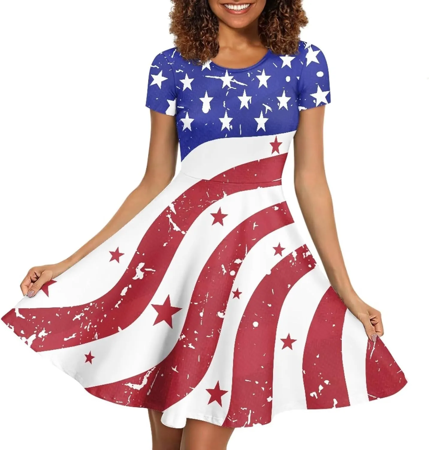 AFPANQZ Womens Casual Summer Lightweight Vintage Dress Short Sleeve Midi Dress Knee-Long Luxury Formal Dress