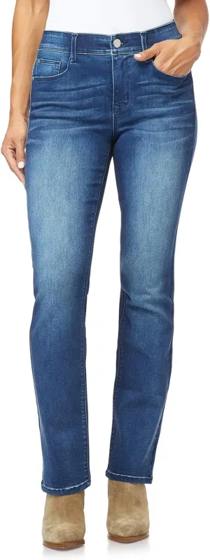 Angels Forever Young 360 Sculpt Women's Fashion Bootcut Jeans with Contoured Stretchy Waistband, Zipper Fly, 5-Pocket Denim Construction, Machine Wash Safe, in Orchard, 10 Short