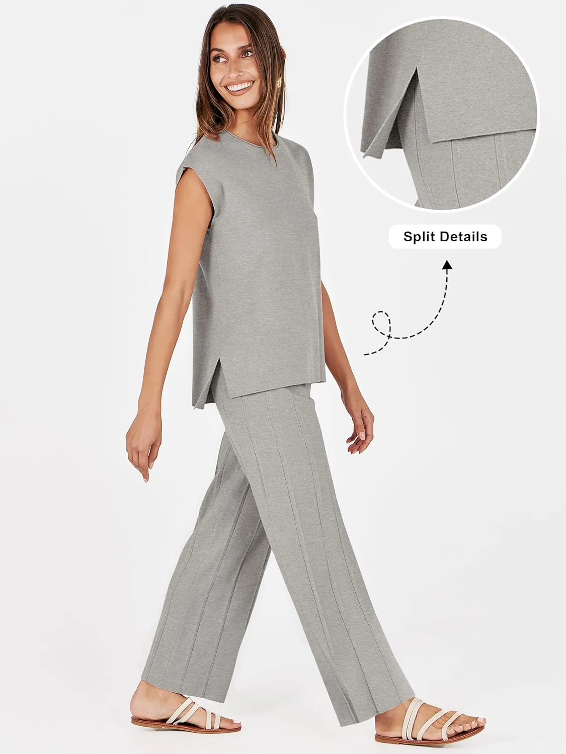 ANRABESS Women 2 Piece Lounge Sets Summer Casual Knit Sweater Vest Pant Set Beach Vacation Airport Outfits Clothes