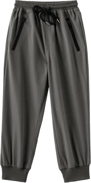 Arshiner Boys Casual Pants Kids Elastic Waist Drawstring Jogger Pants Boys Sweatpants with Zipper Pockets 3-12 Years