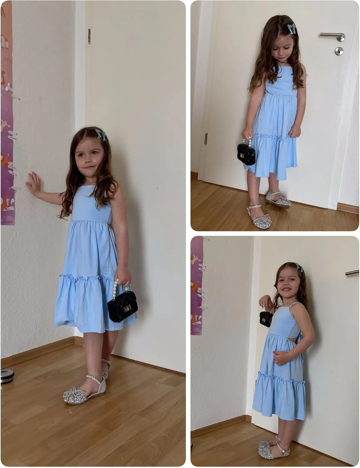 Arshiner Girls Tie Back Dress Spaghetti Strap Ruffle Hem Casual Summer Beach Sundress with Pockets