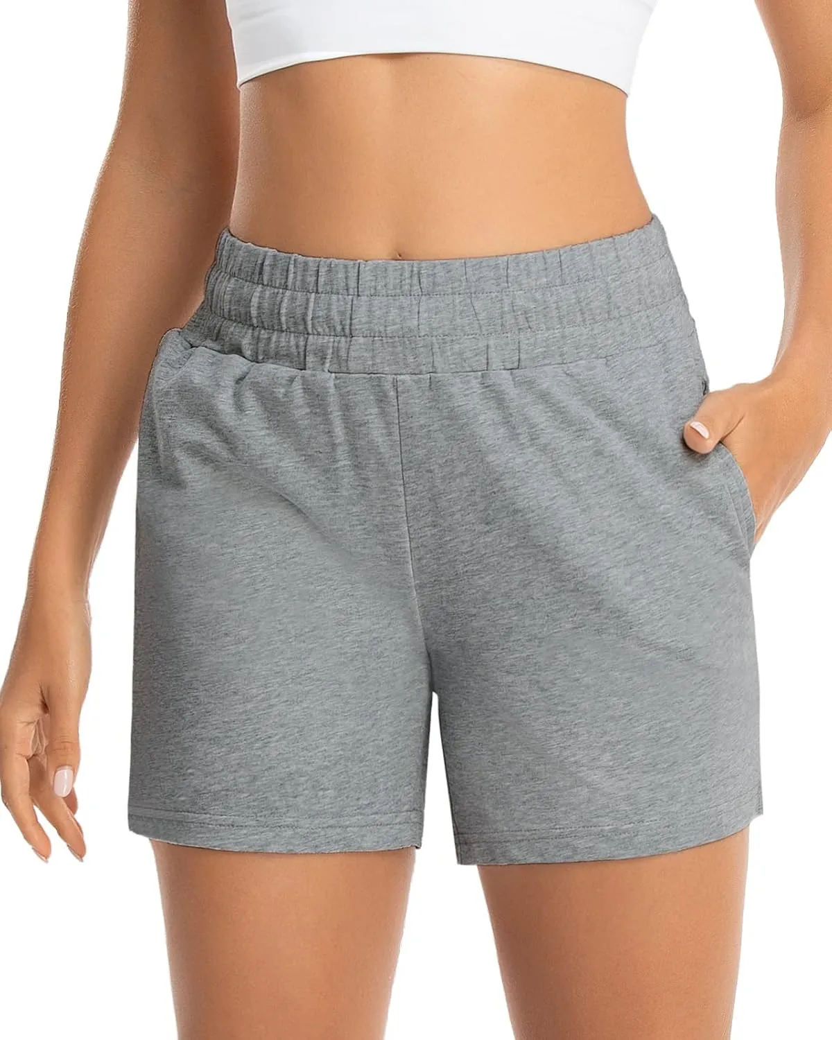 Benirap Womens Shorts Quick-Dry Running Shorts Sports Layer Elastic Waist Workout Athletic Shorts with Zipper Pocket 2"