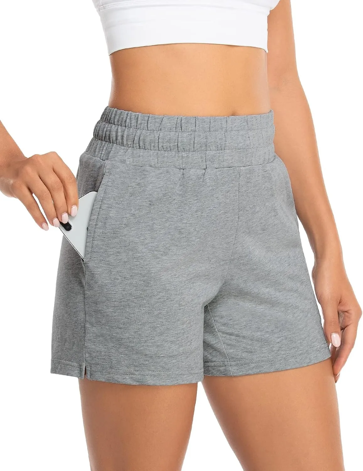 Benirap Womens Shorts Quick-Dry Running Shorts Sports Layer Elastic Waist Workout Athletic Shorts with Zipper Pocket 2"