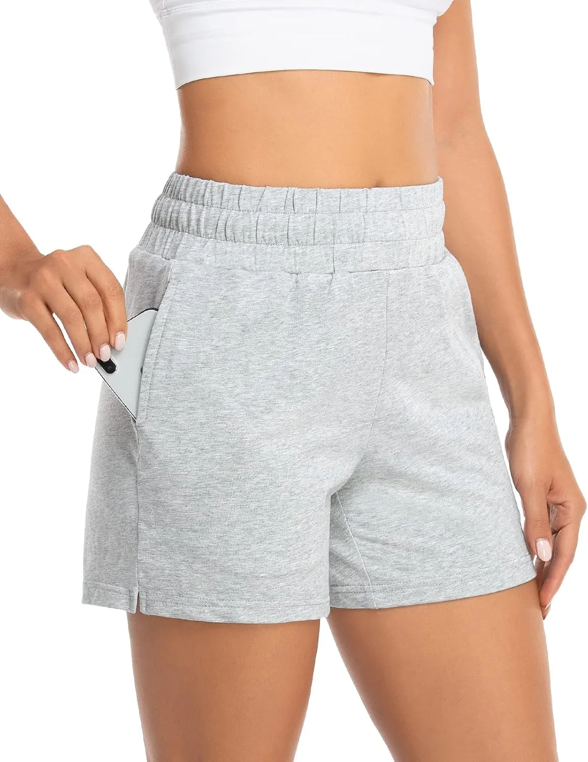 Benirap Womens Shorts Quick-Dry Running Shorts Sports Layer Elastic Waist Workout Athletic Shorts with Zipper Pocket 2"