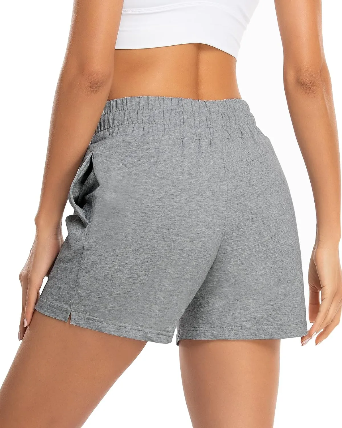 Benirap Womens Shorts Quick-Dry Running Shorts Sports Layer Elastic Waist Workout Athletic Shorts with Zipper Pocket 2"