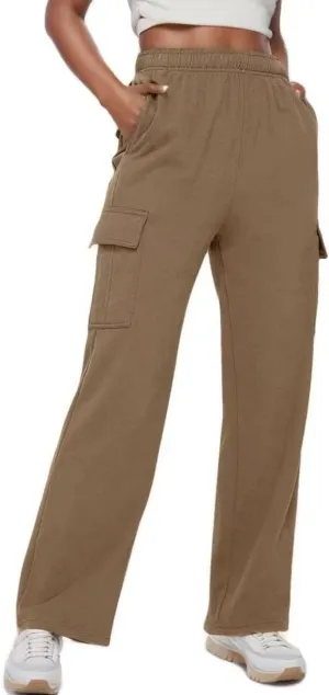 Cargo Sweatpants Women Oversized Wide Leg Fleece Elastic High Waist Lounge Pant Athletic Lounge Trousers with Pockets