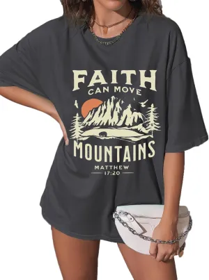 Christian Tshirts Women Oversized Inspirational Christians Faith Tshirts Bible Verse Casual Religious Tee Tops