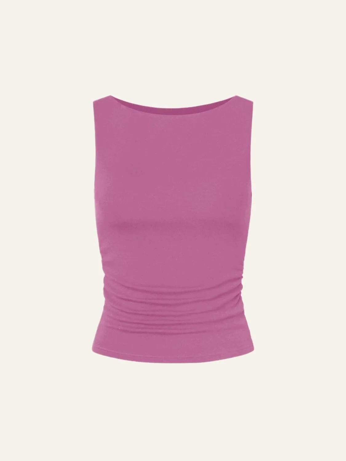 Cicy Bell Womens Boat Neck Tank Tops Summer Tight Ruched Sleeveless Shirts