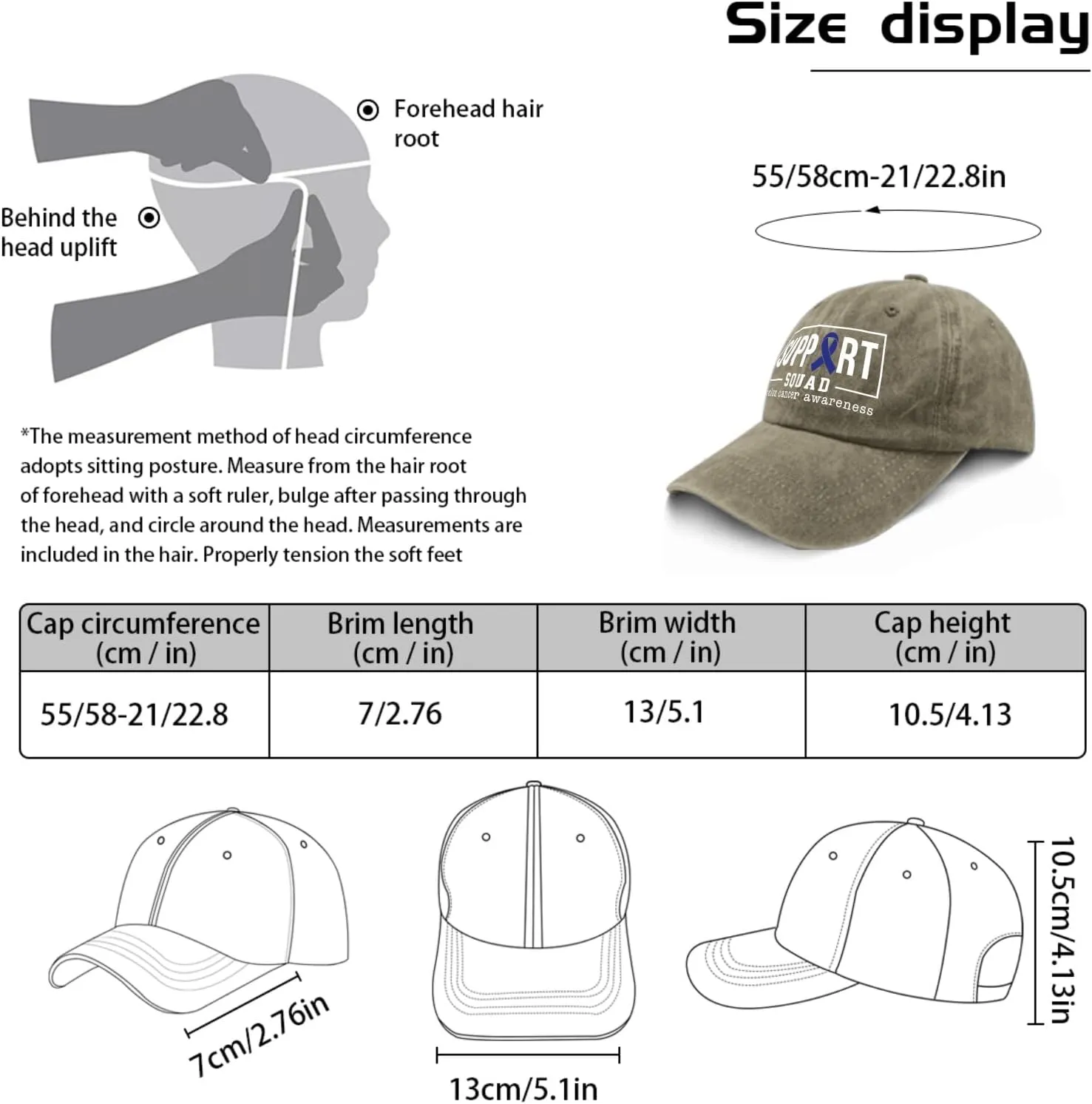 Colon Cancer Awareness Supporters Colorectal Cancer Mens Baseball Cap Low Profile Caps for Womens Pickleballb Hat Trendy