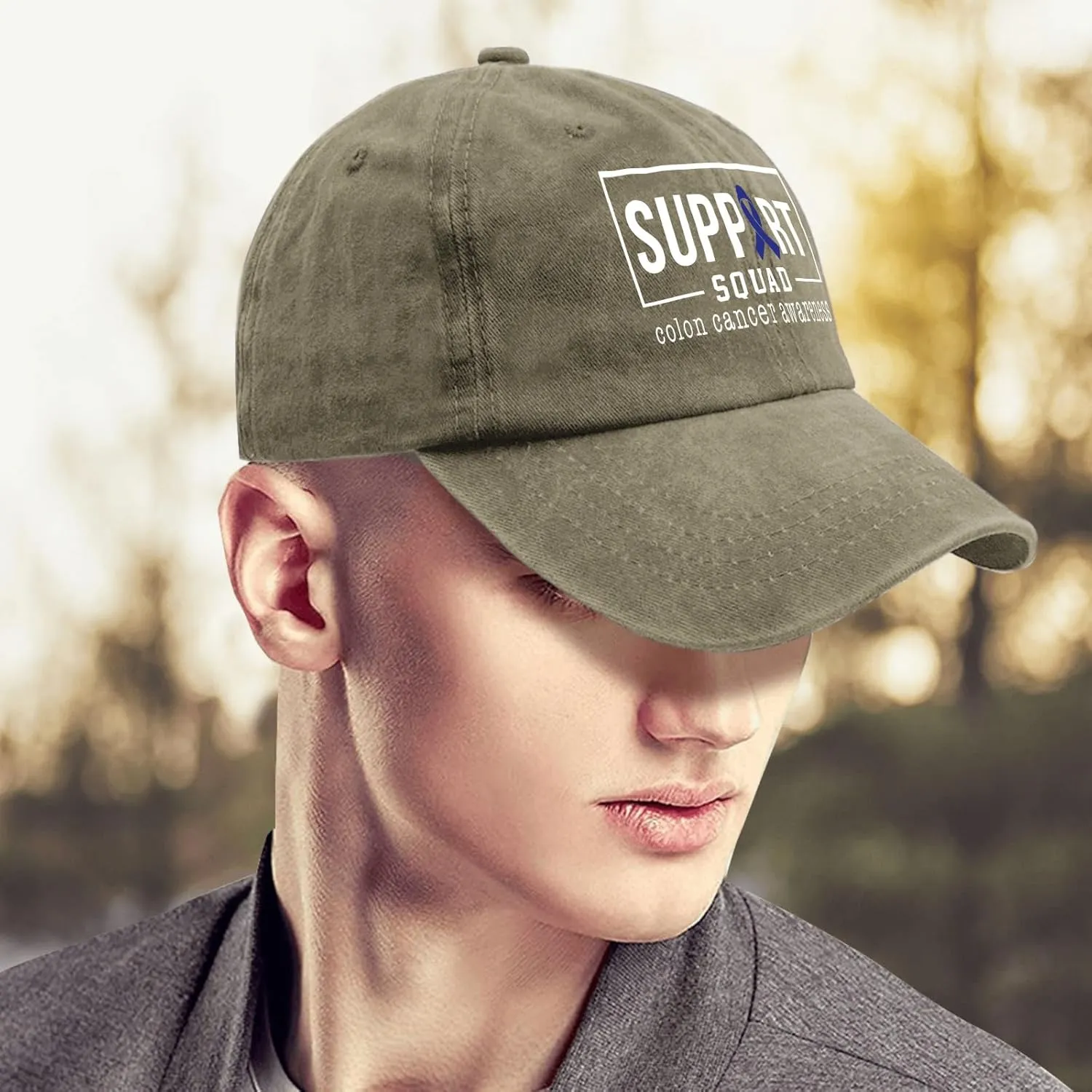 Colon Cancer Awareness Supporters Colorectal Cancer Mens Baseball Cap Low Profile Caps for Womens Pickleballb Hat Trendy
