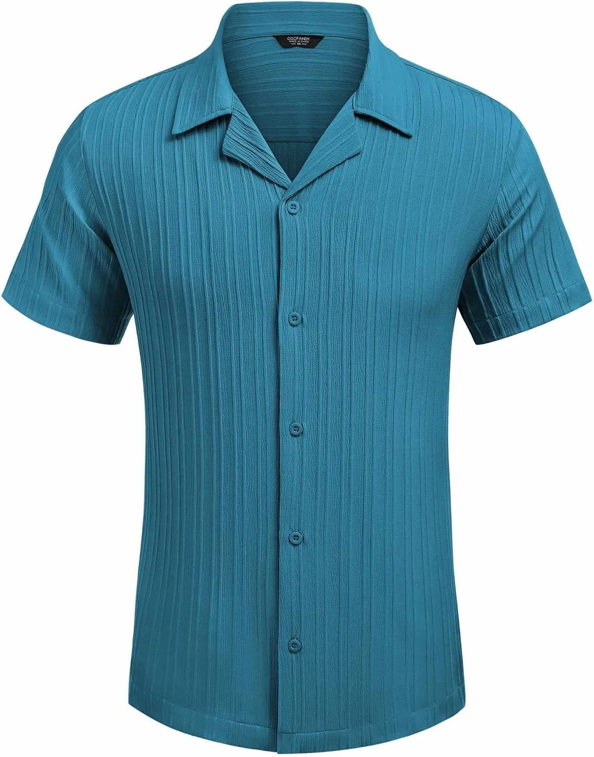 COOFANDY Men's Casual Shirts Short Sleeve Button Down Shirts Fashion Textured Summer Beach Shirt