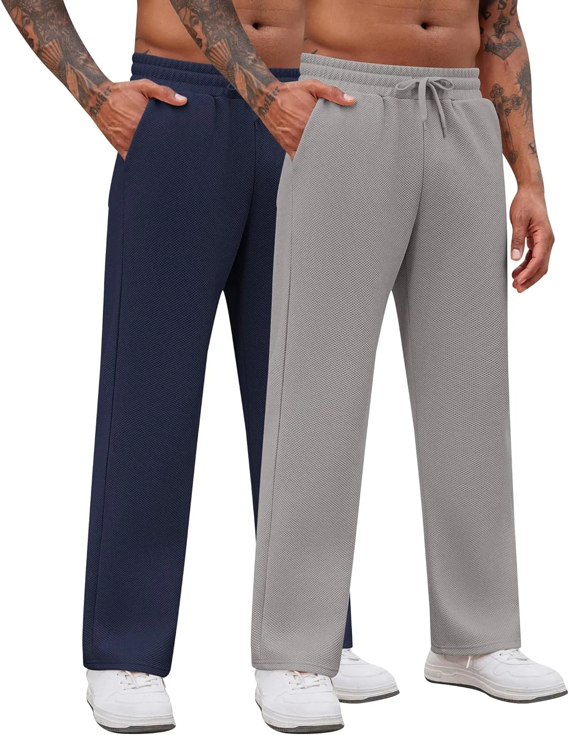 COOFANDY Men's Casual Sweatpants Open Bottom Lounge Pants Drawstring Sweat Pants Joggers with Pockets