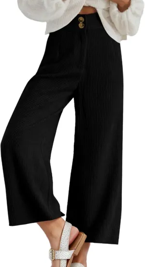 Corduroy Pants Women High Waisted Wide Leg Pant Casual Vintage Straight Leg Trendy Trousers with Pockets