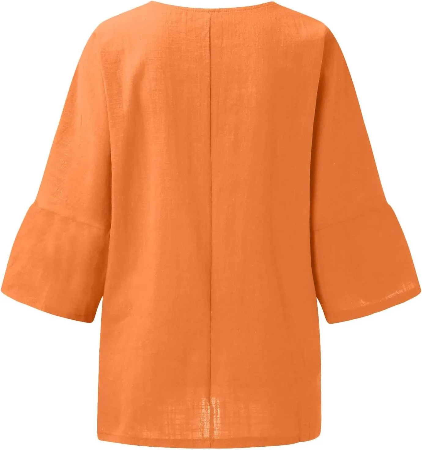 Cotton Linen Shirts for Womens Plus Size 3/4 Sleeve Tops Casual Loose Crewneck Tees Beach Summer Blouse