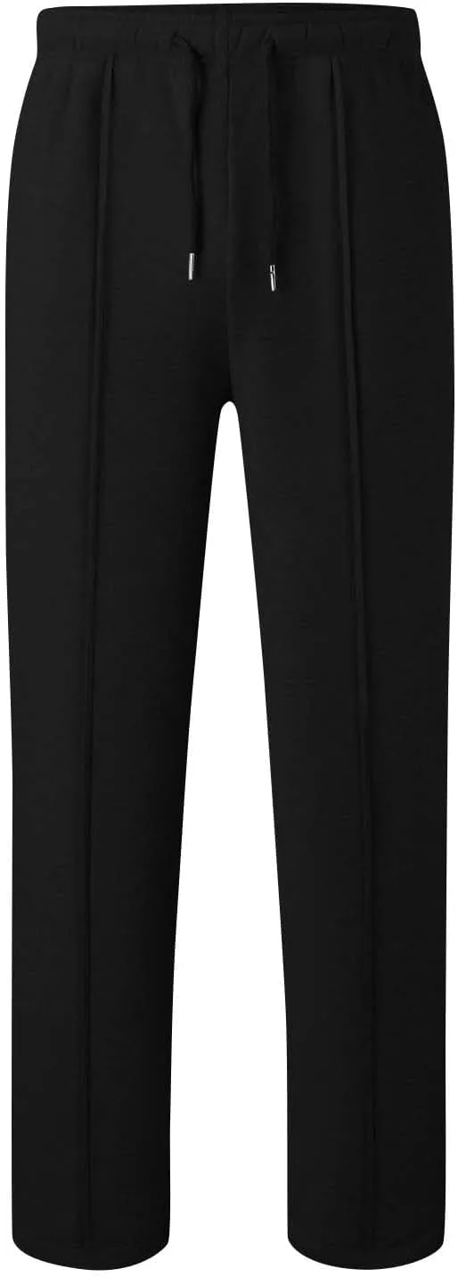 eoeioa Fleece Wide Leg Sweatpants Women Stretch Drawstring Waist Straight Leg Sweatpants Baggy Joggers Yoga Pants with Pocket