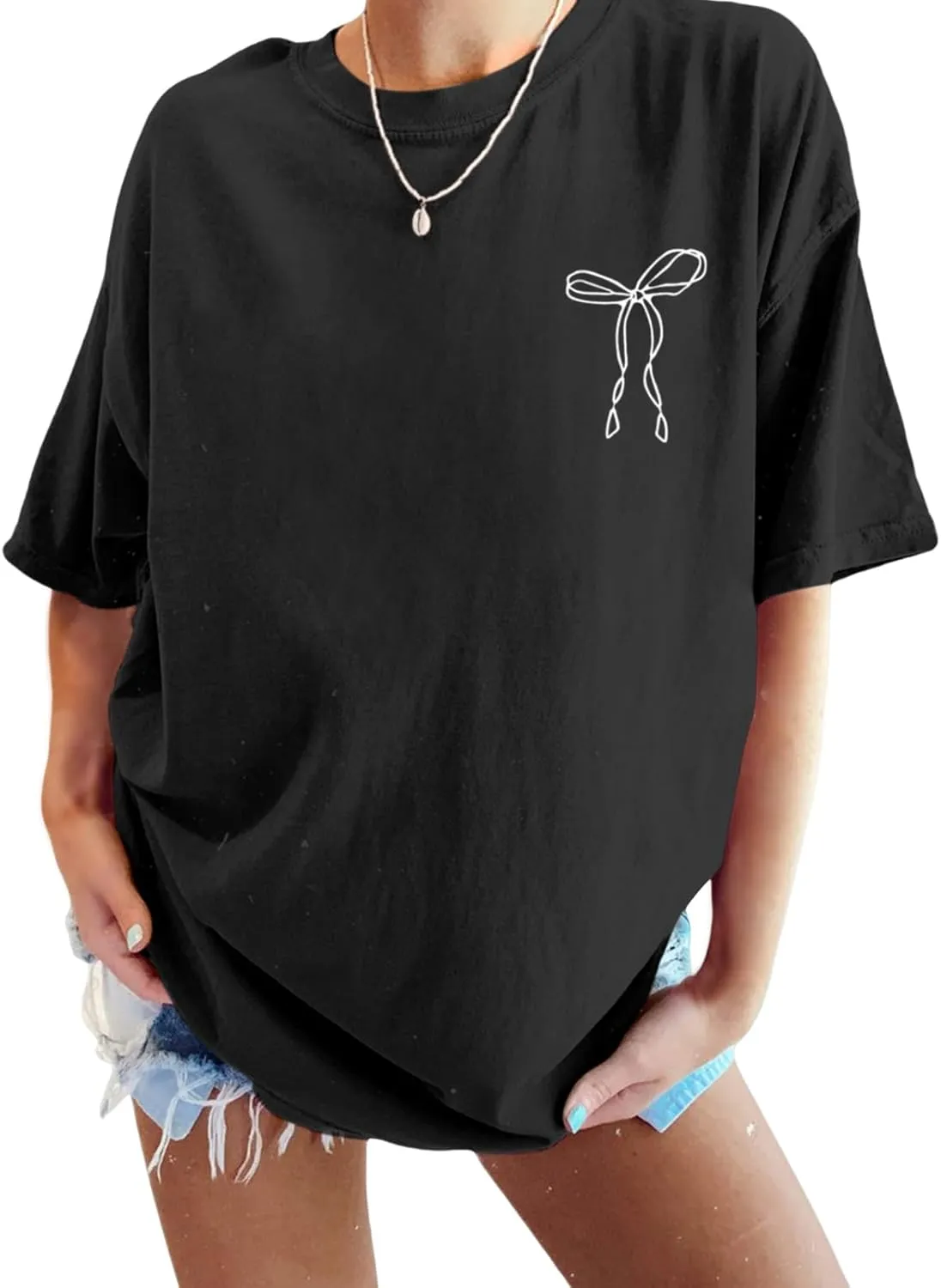 Faith Over Fear Shirt Oversized Christian Cute Bow Shirts for Women Bible Verse Religious Tshirts Coquette Tops