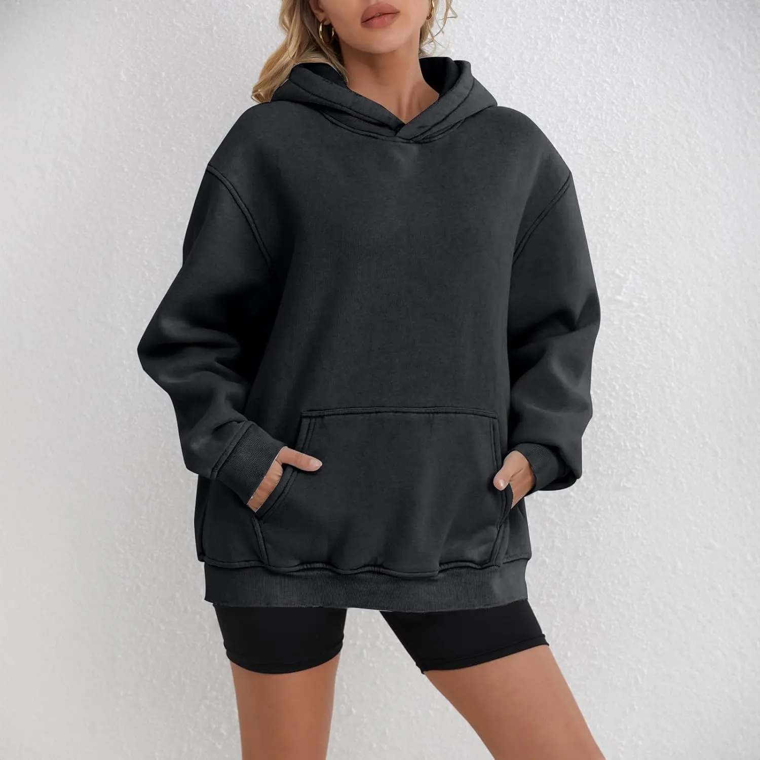 Fall Hoodies For Women 2024 Plus Size Oversized Hooded Sweatshirt Trendy Long Sleeve Fleece Pullover Tops With Pockets