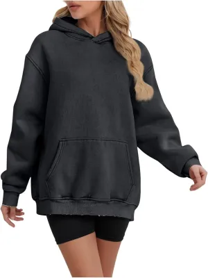 Fall Hoodies For Women 2024 Plus Size Oversized Hooded Sweatshirt Trendy Long Sleeve Fleece Pullover Tops With Pockets