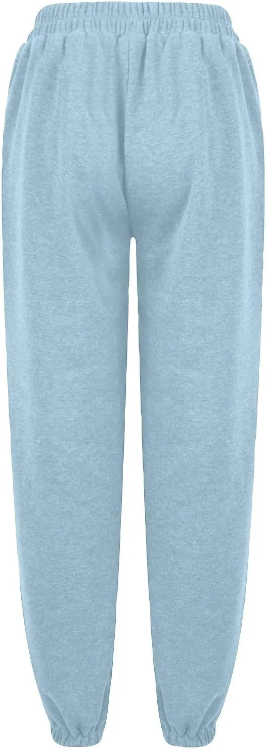 Fleece Joggers for Women Y2k Baggy Cute Sweatpants Casual Crossover High Waisted Athletic Jogger Pants with Pockets