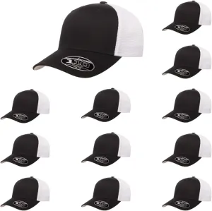 Flexfit 110M Mesh Trucker Mid-Profile Breathable Mesh Back Adjustable Snapback Cap | Bulk Pack Available
