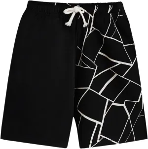 Floerns Boy's Geo Print Drawstring Waist Shorts Casual Straight Leg Shorts with Pocket