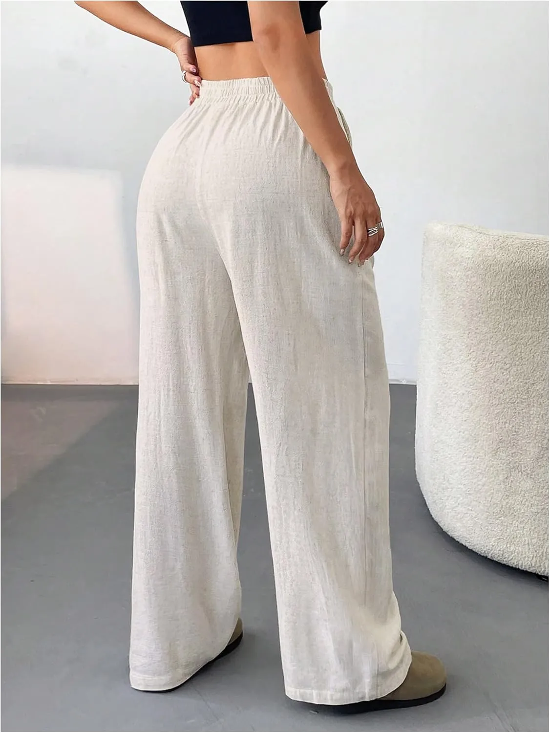 Floerns Girl's Baggy Wide Leg Sweatpants Elastic Waist Loose Track Pants with Pockets