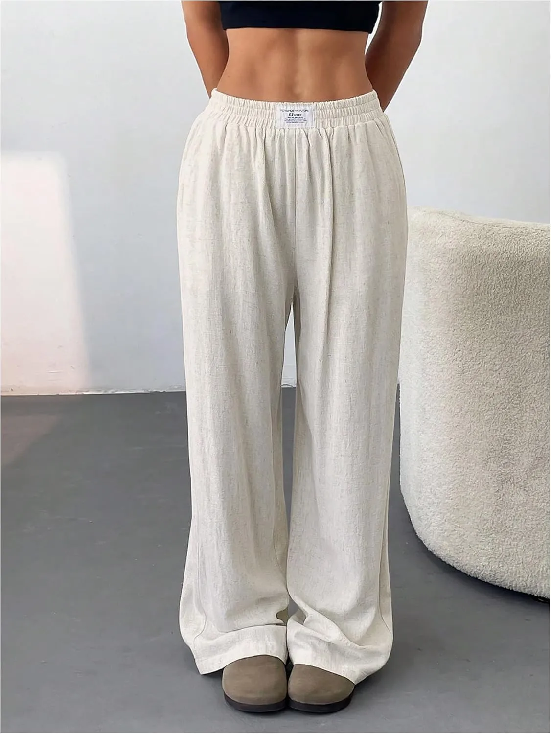 Floerns Girl's Baggy Wide Leg Sweatpants Elastic Waist Loose Track Pants with Pockets
