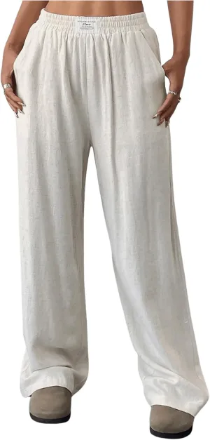 Floerns Girl's Baggy Wide Leg Sweatpants Elastic Waist Loose Track Pants with Pockets