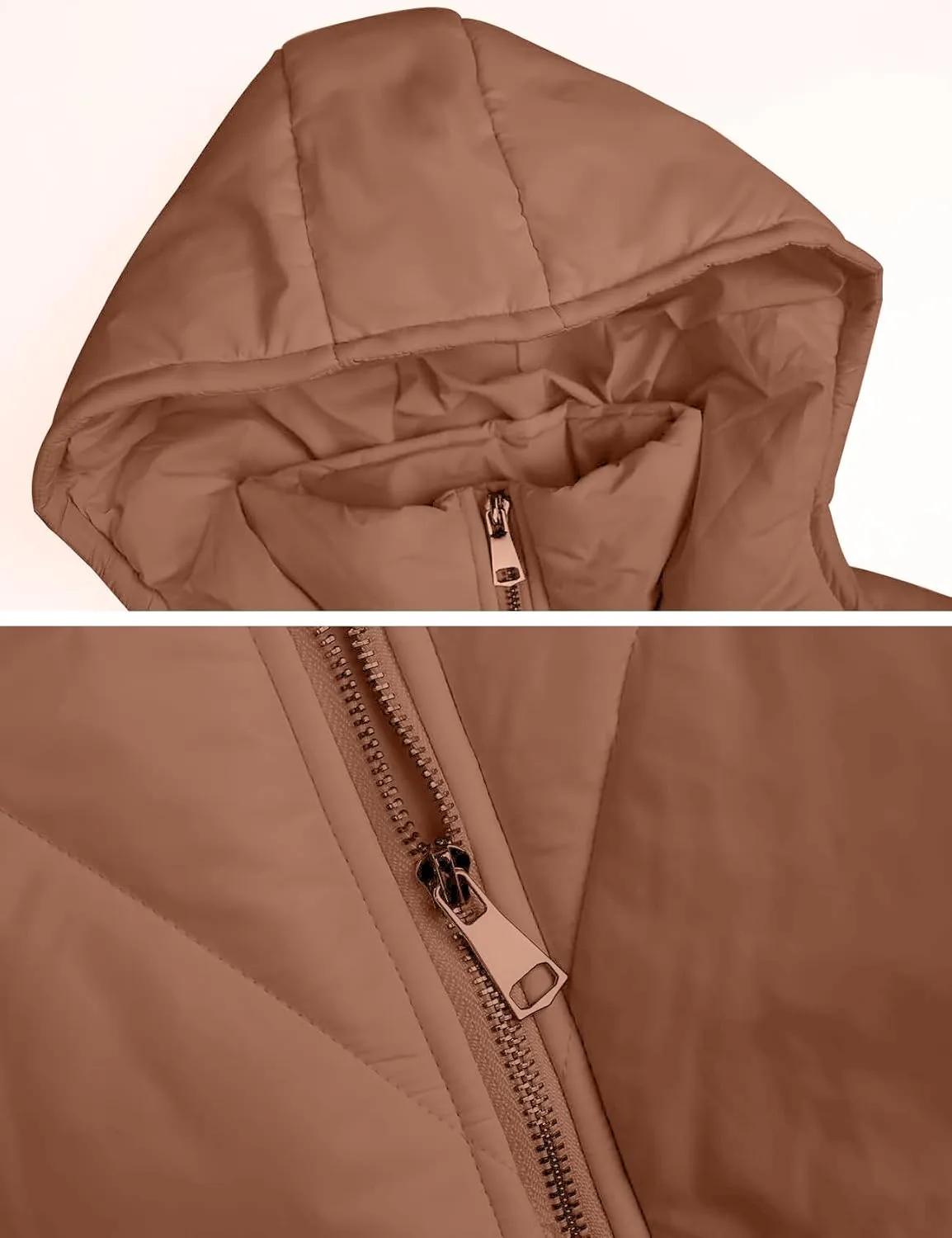 Flygo Womens Hooded Oversized Puffer Jacket Zip up Quilted Down Long Sleeve Winter Warm Hoodies Coat