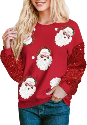 For G and PL Women's St Patricks Sequin Long Sleeve Sweatshirts Crewneck Irish Tops