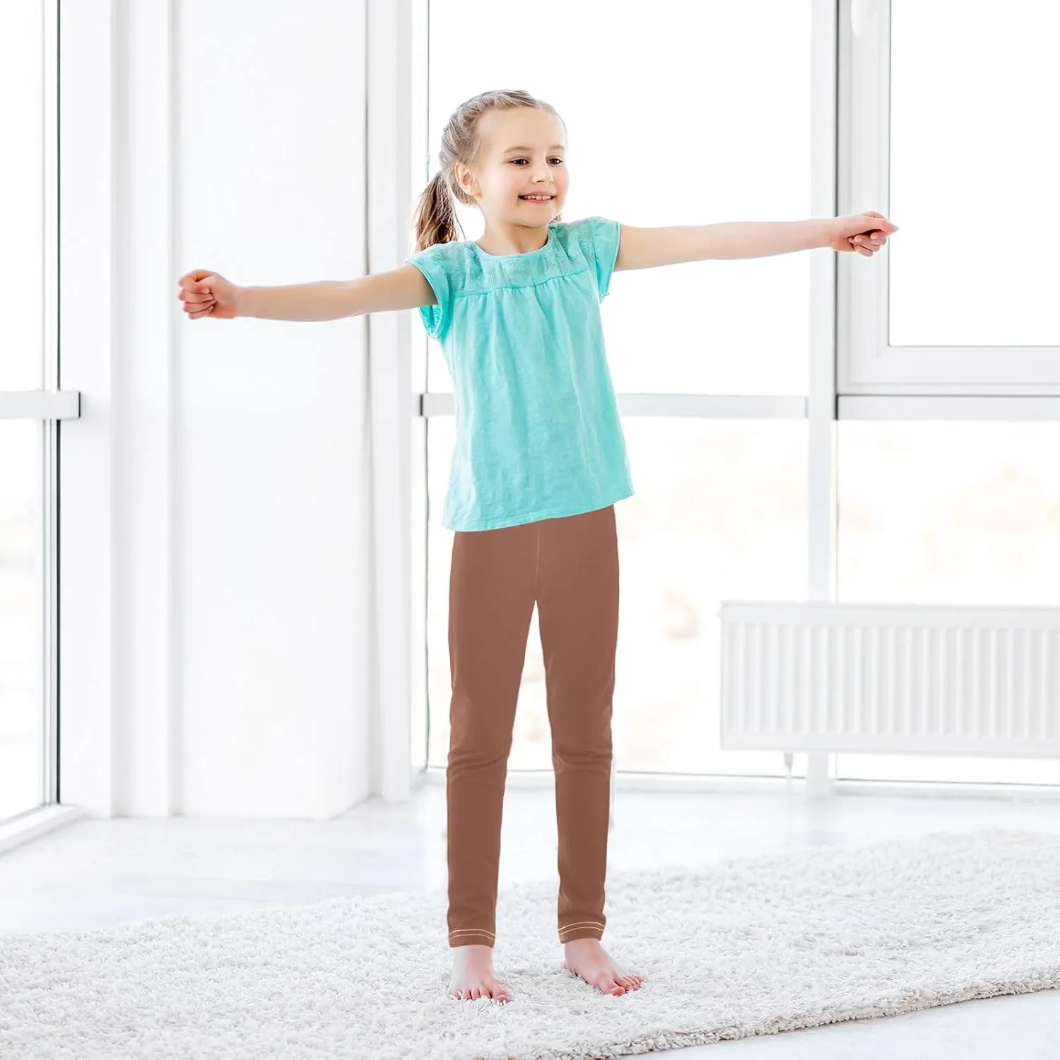 Girls Leggings Solid Toddler Footless Yoga Dance Pants Stretch High Waisted Leggings Size 4T -10Y