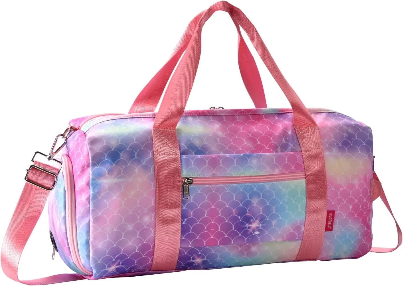 GUDFBALE Women's Weekender Carry On Workout Travel Bag Overnight Shoulder Bag Lightweight with Shoe Compartment and Wet Pocket, Fish Scale Pink-purple, Casual