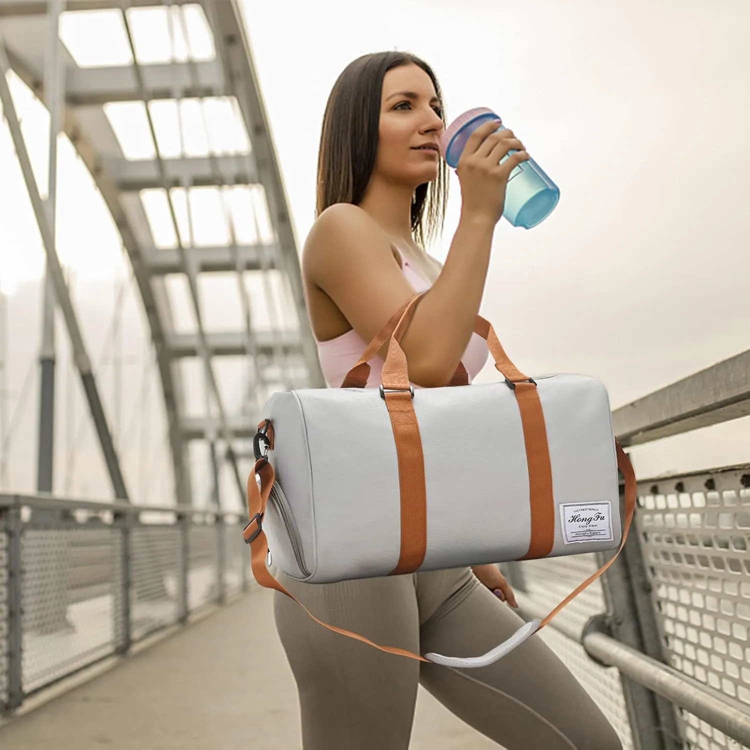 Gym Sports Duffle Bag, Waterproof Travel Duffel Bag with Wet Pocket and Shoes Compartment, Big Capacity Holdall Sports Bags with Shoulder Strap, Durable for Gym, Sports, Travel, Swimming