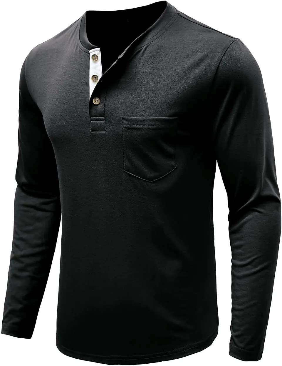 Henley Shirts for Men Casual Long/Short Sleeve Cotton T-Shirt Basic Button Tee Shirts with Pocket