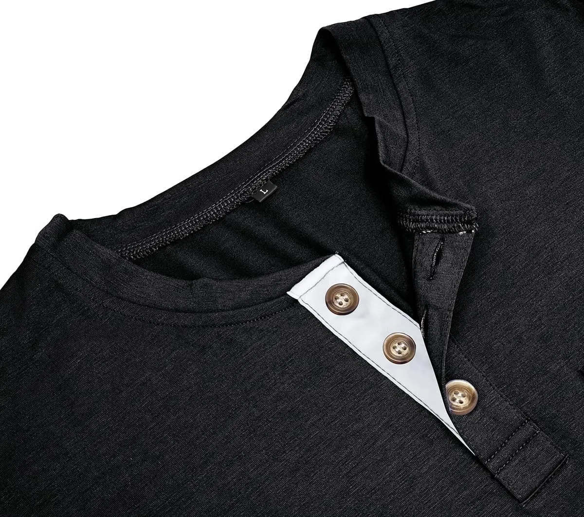 Henley Shirts for Men Casual Long/Short Sleeve Cotton T-Shirt Basic Button Tee Shirts with Pocket