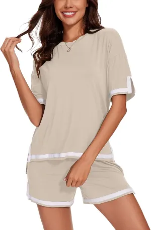 hibshaby Pajama Set for Women 2 Piece Lounge Set Tops and Shorts Soft Sleepwear