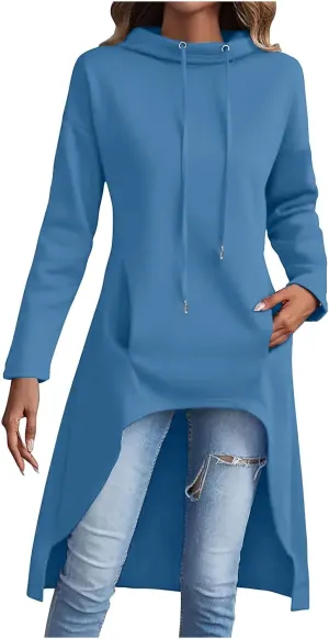 Hoodies For Women 2024 Fashion Oversized Sweatshirts Long Sleeve Solid Color Tunic Pullover Tops With Pockets
