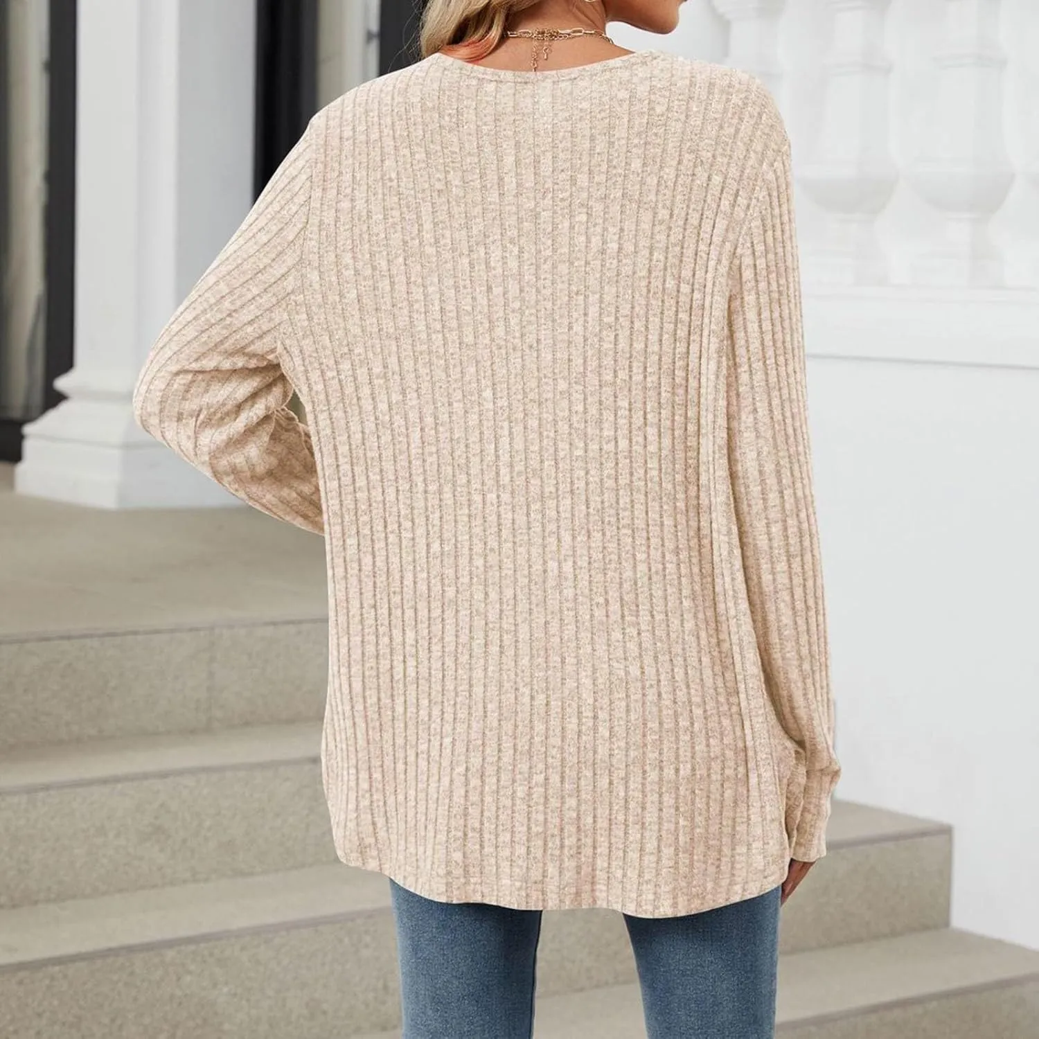 iLH Women 2024 Autumn Mid Long Cardigan Top Casual Long Sleeve V Neck Knitted Sweater Cardigans Loose Coat for Women