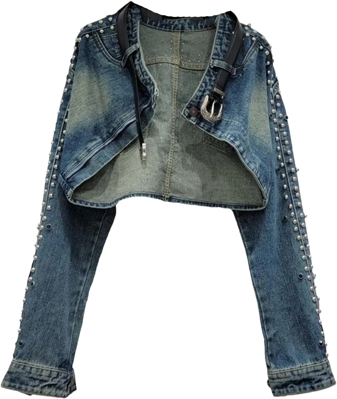 Irregular Single Button Hem Zipper Lightweight Cowboy Jacket For Women