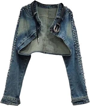 Irregular Single Button Hem Zipper Lightweight Cowboy Jacket For Women
