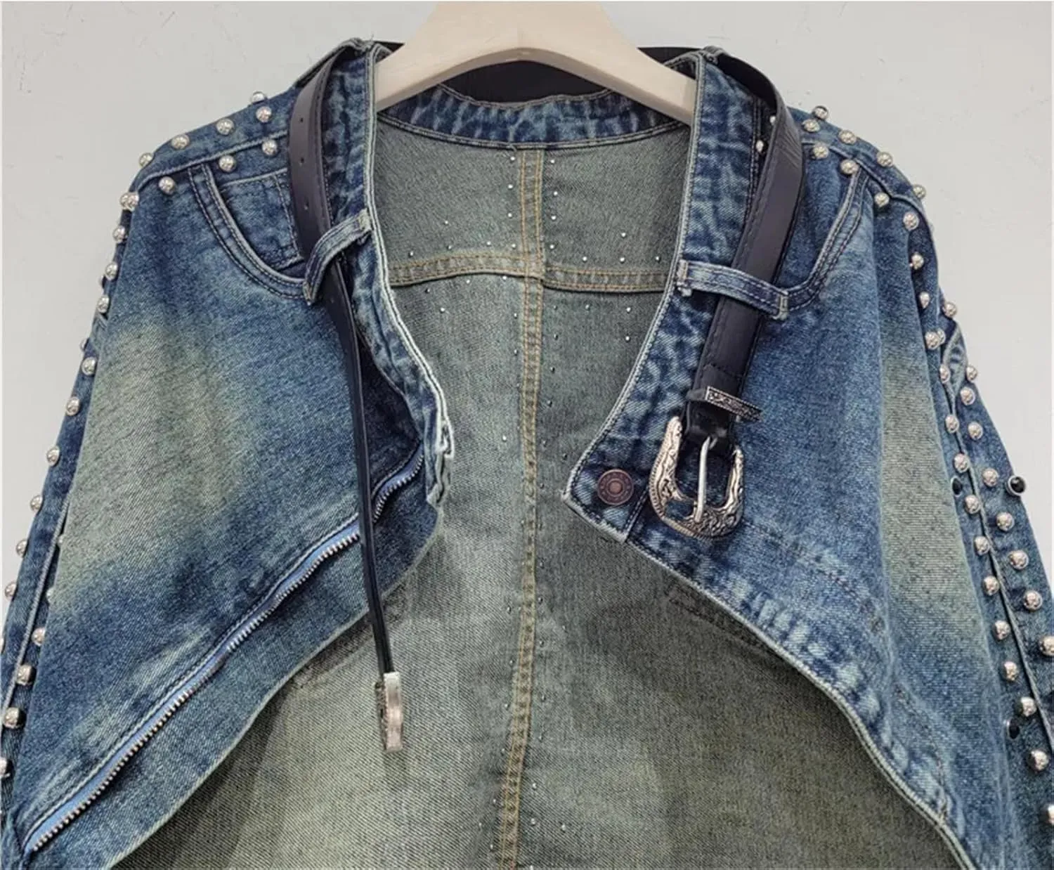 Irregular Single Button Hem Zipper Lightweight Cowboy Jacket For Women