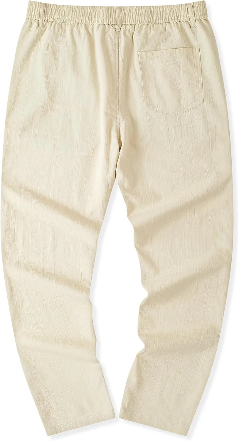 JMIERR Men's Casual Chino Pants Stretch Washed Crinkle 4 Way Textured Pants with Zipper Pockets and Elastic Waistband