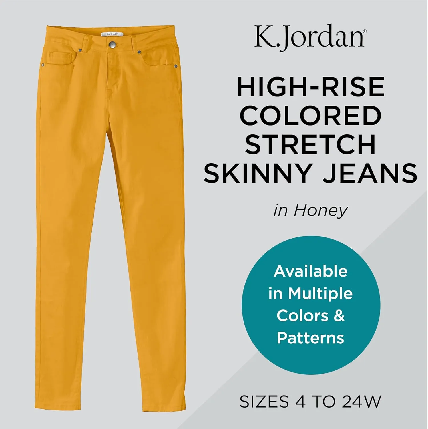 K. Jordan Womens Highrise Colored Stretch Skinny Jeans