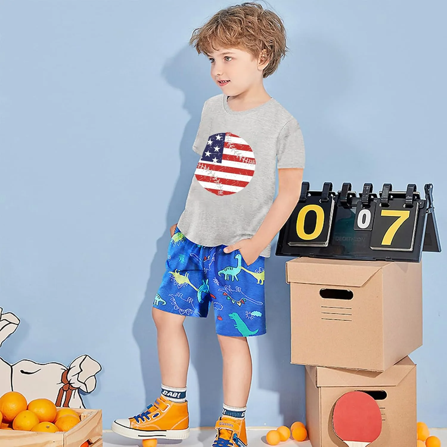 Kid 4th of July T-Shirts Boys Girls American Flag Shirt Patriotic Top Short Sleeve Tees 4-12 Years