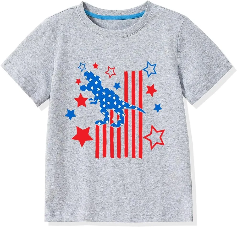 Kid 4th of July T-Shirts Boys Girls American Flag Shirt Patriotic Top Short Sleeve Tees 4-12 Years