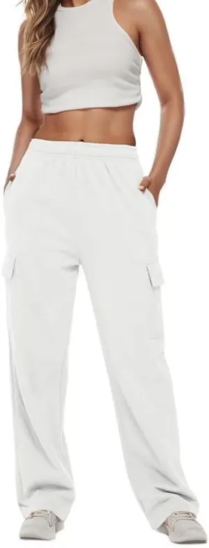 Ladies Sweat Pants Cargo Joggers Oversized Straight Leg Pant Tall High Waist Lounge Pants Loose Trousers with Pockets