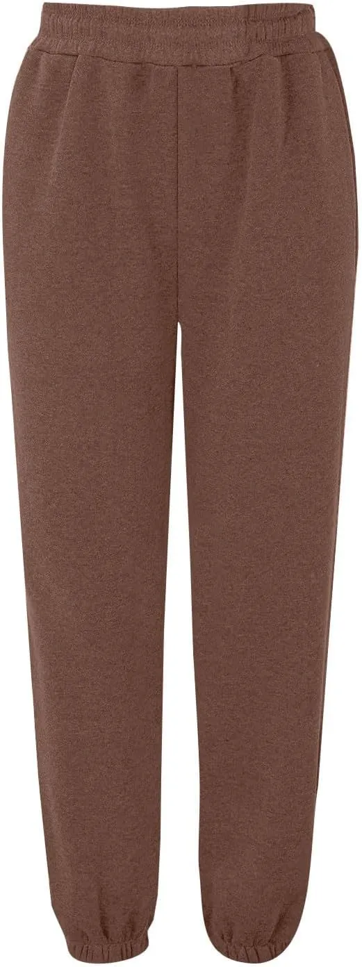 lcyhony Fleece Jogger Sweatpants Women Baggy Comfy Straight Leg Yoga Pants with Pockets Stretch Casual Athletic Sweat Pants