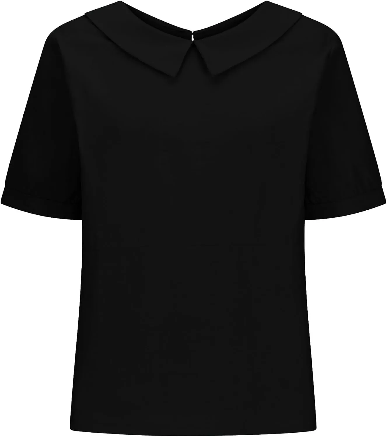Linen Shirts for Women Collared Solid Color Short Sleeve Tunic Blouses Casual Loose 2025 T-Shirt Tops for Summer