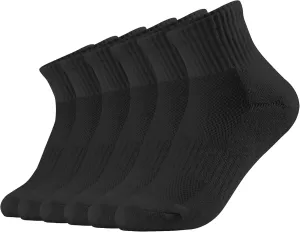 LO SHOKIM Ankle Socks - Women & Men Cushioned Running & Work Sports Socks (Cotton Breathable) - 6 Pairs (4-10 Youth)